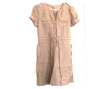 Maeve linen dress in beige. Size 2.